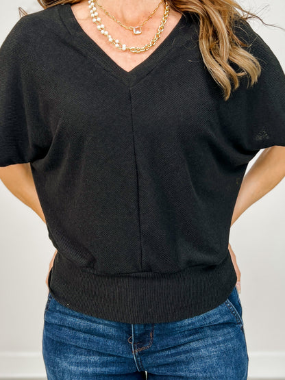 Double V Short Sleeve Top