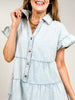 Mineral Washed Chambray Shirt Mini Dress