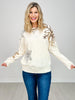 Solid Knit Sweater with Sequin Snowflakes