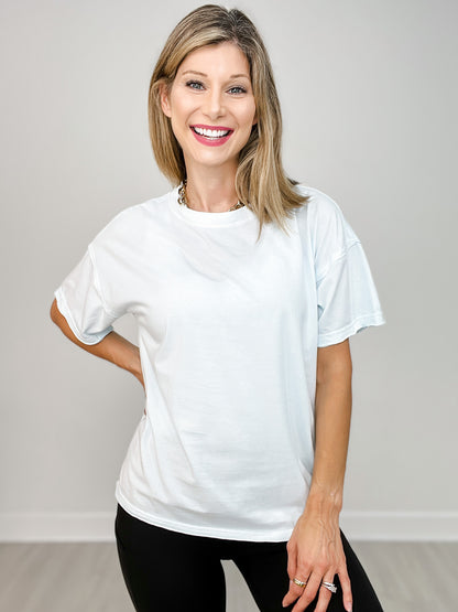 Short Sleeve Washed Cotton Boxy Top - Group A
