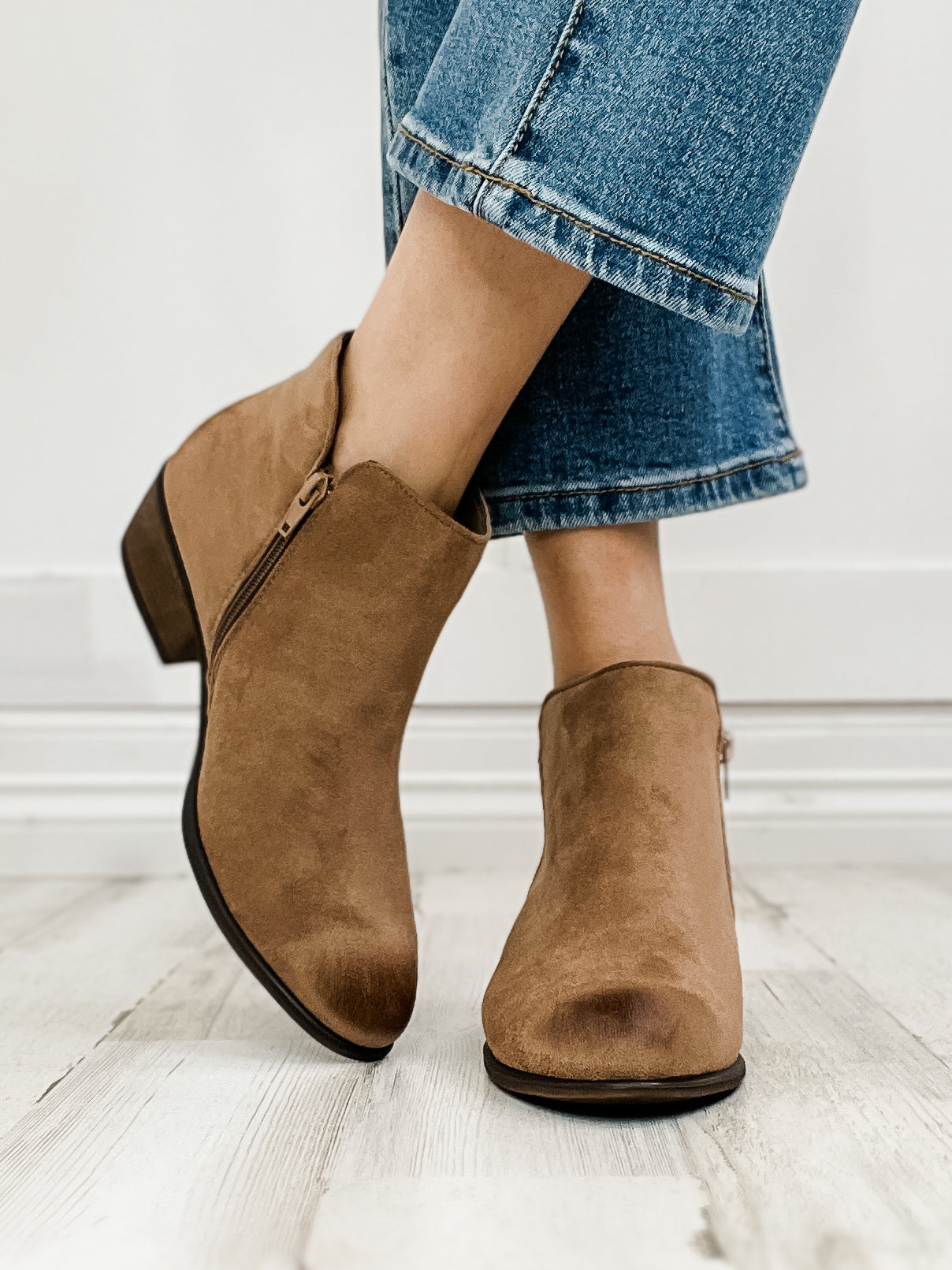 Pierre Dumas May Bootie in Taupe Suede