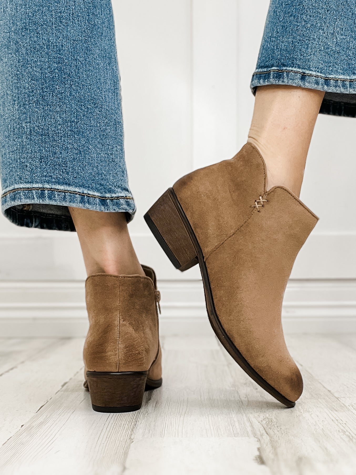 Pierre Dumas May Bootie in Taupe Suede