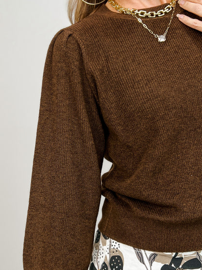 Puff Shoulder Lightweight Knit Sweater
