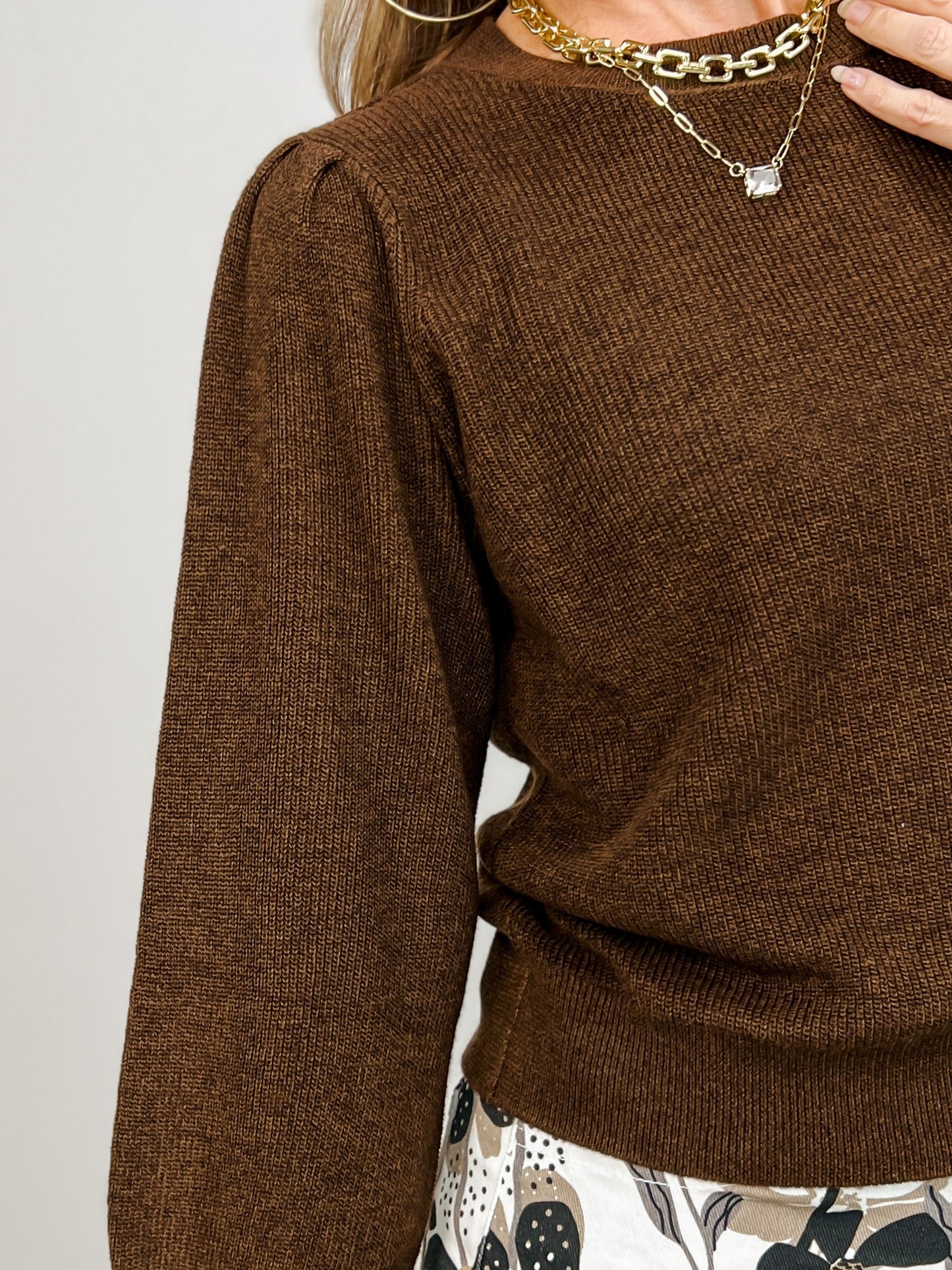 Puff Shoulder Lightweight Knit Sweater