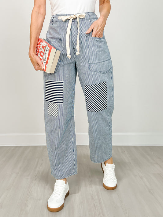 Relaxed Striped Drawstring Pants