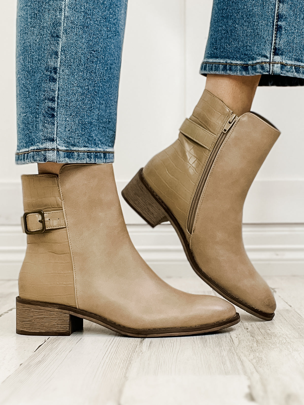 Pierre Dumas Jasper Bootie in Nude Croco