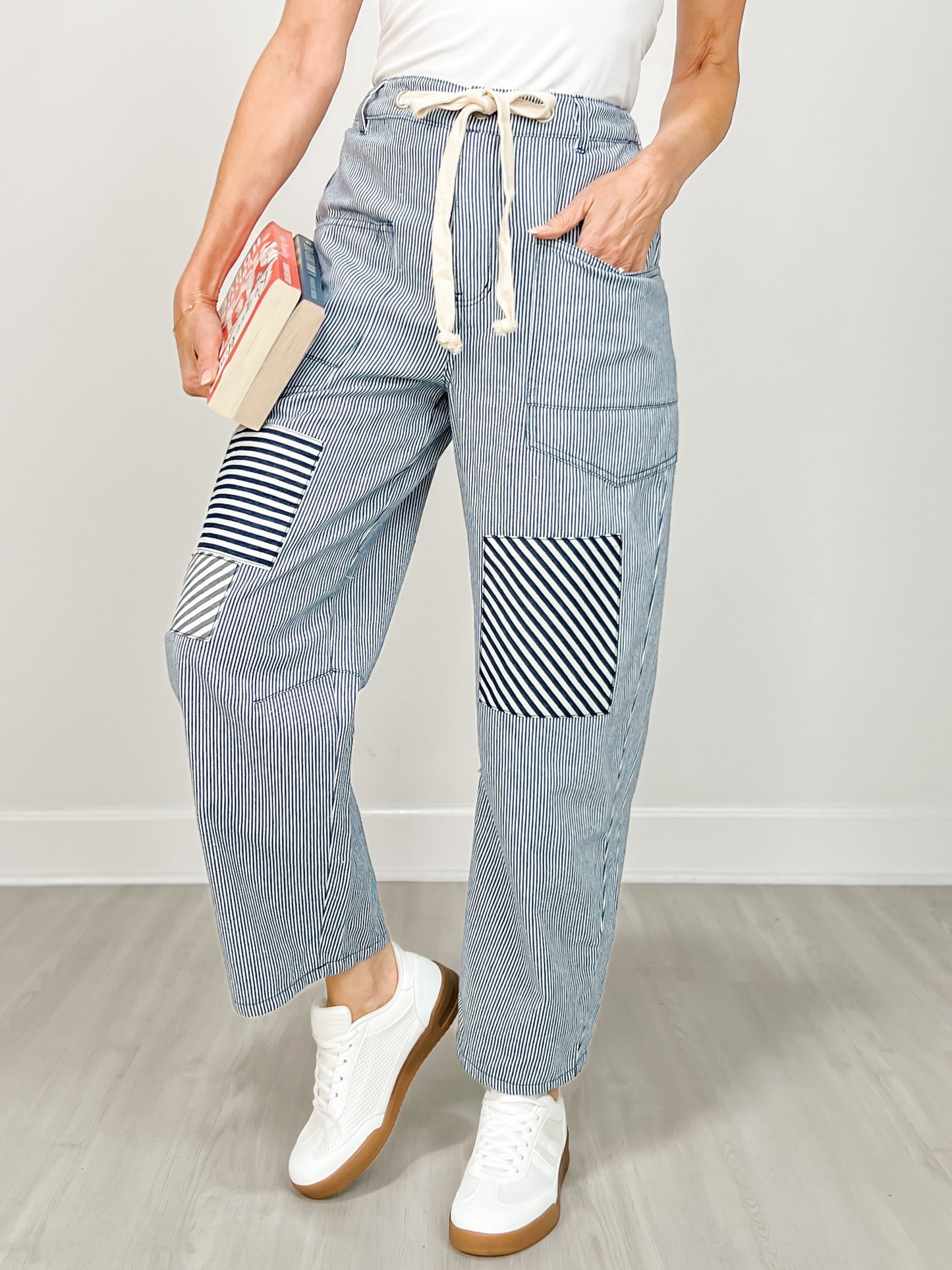 Relaxed Striped Drawstring Pants