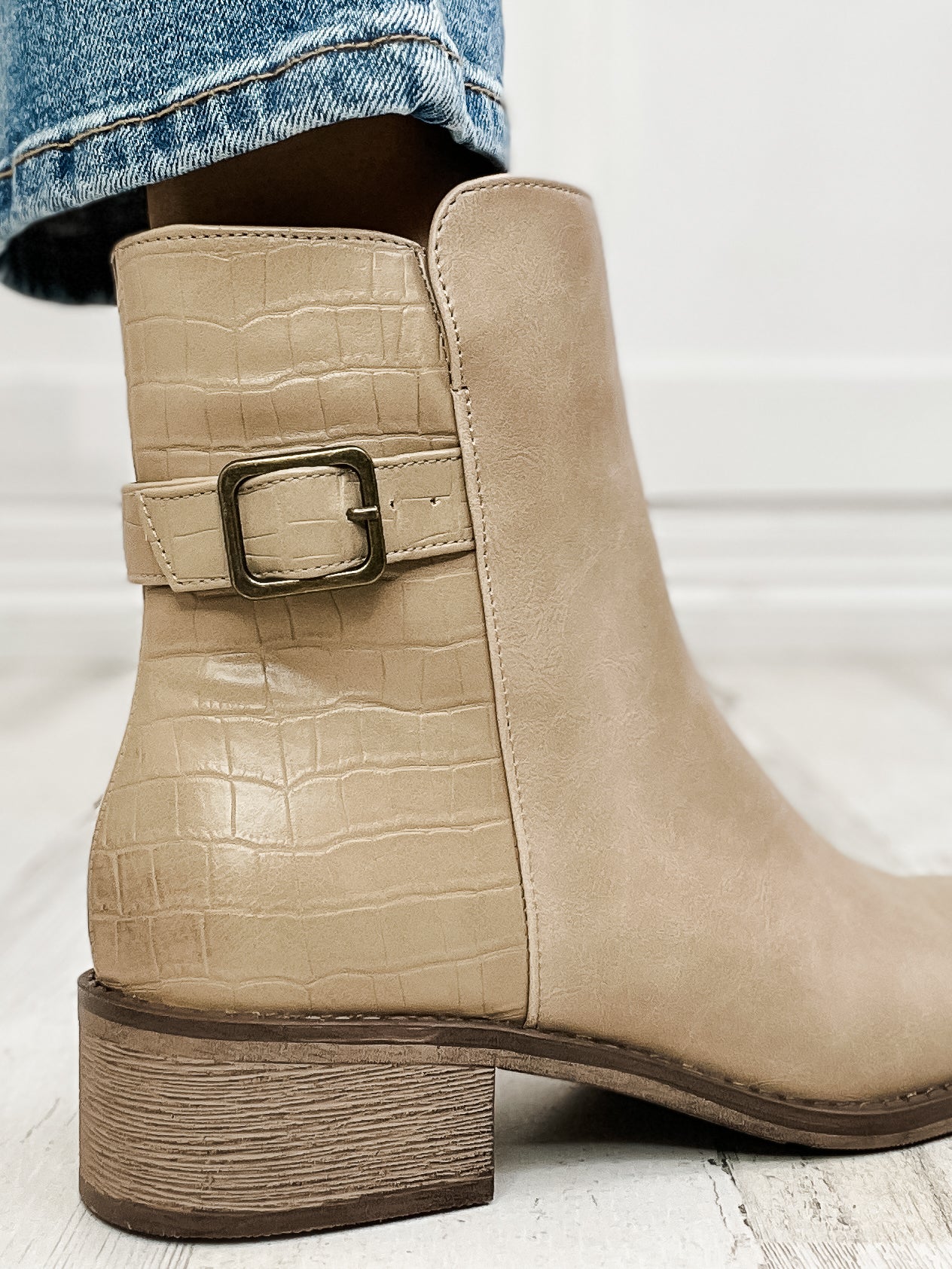 Pierre Dumas Jasper Bootie in Nude Croco