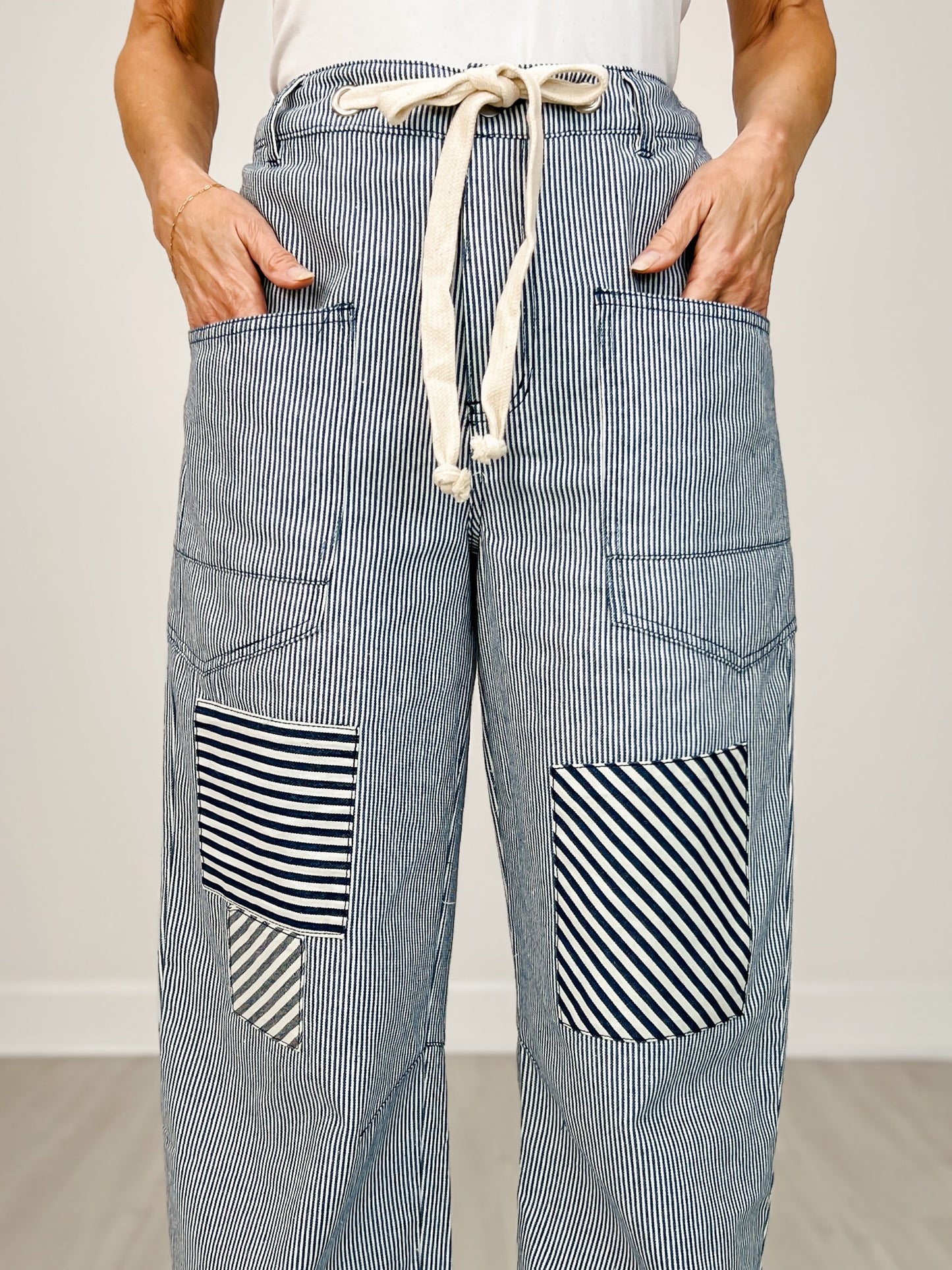 Relaxed Striped Drawstring Pants