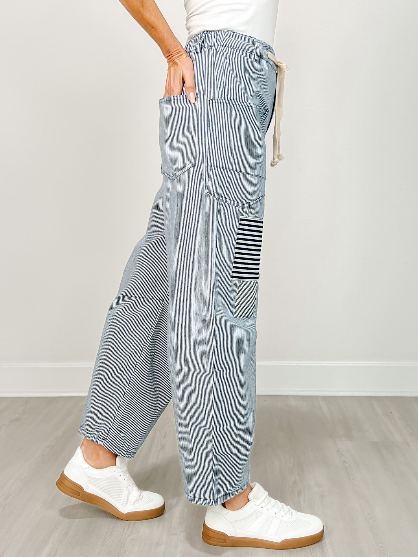 Relaxed Striped Drawstring Pants