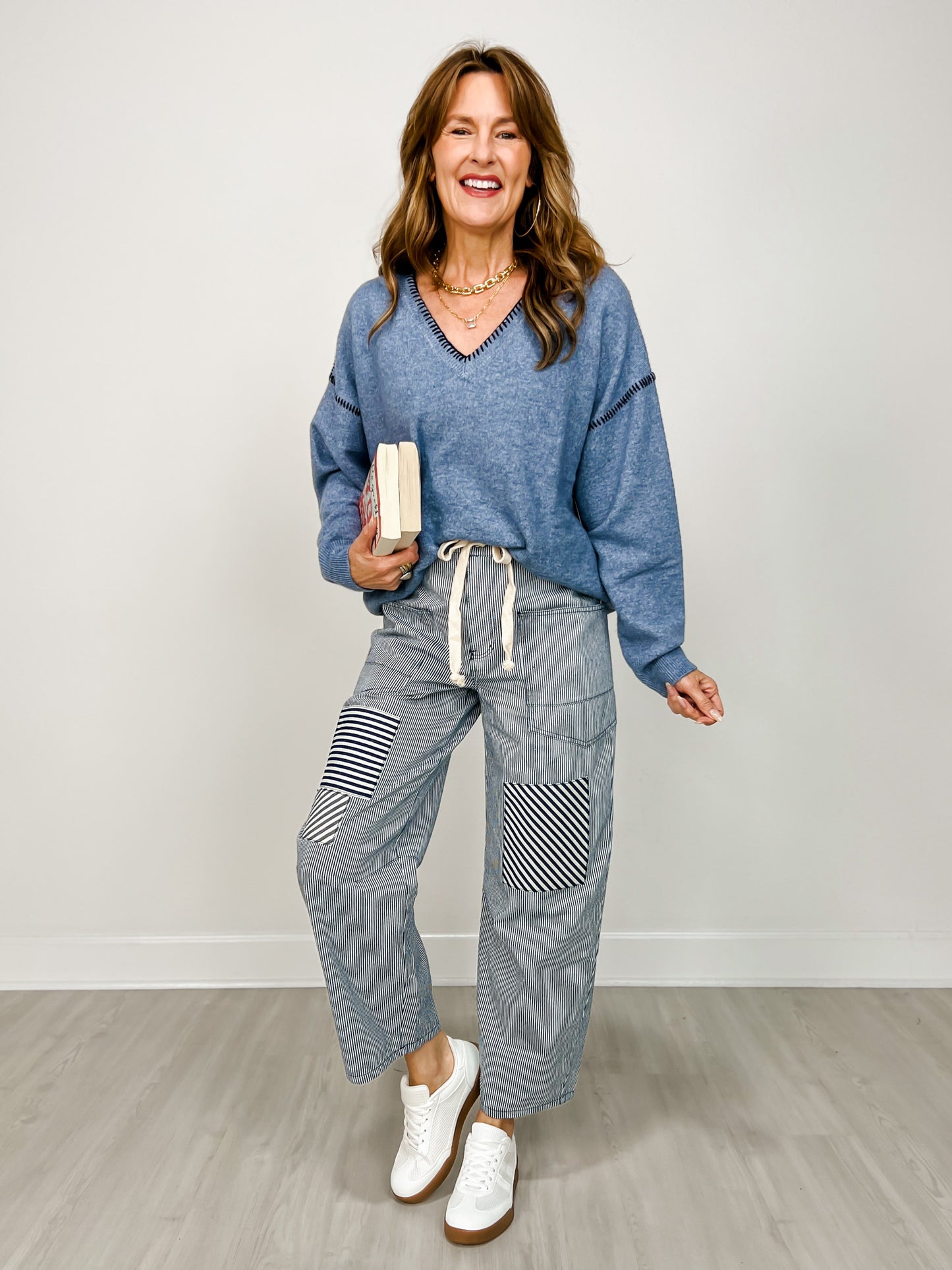 Relaxed Striped Drawstring Pants