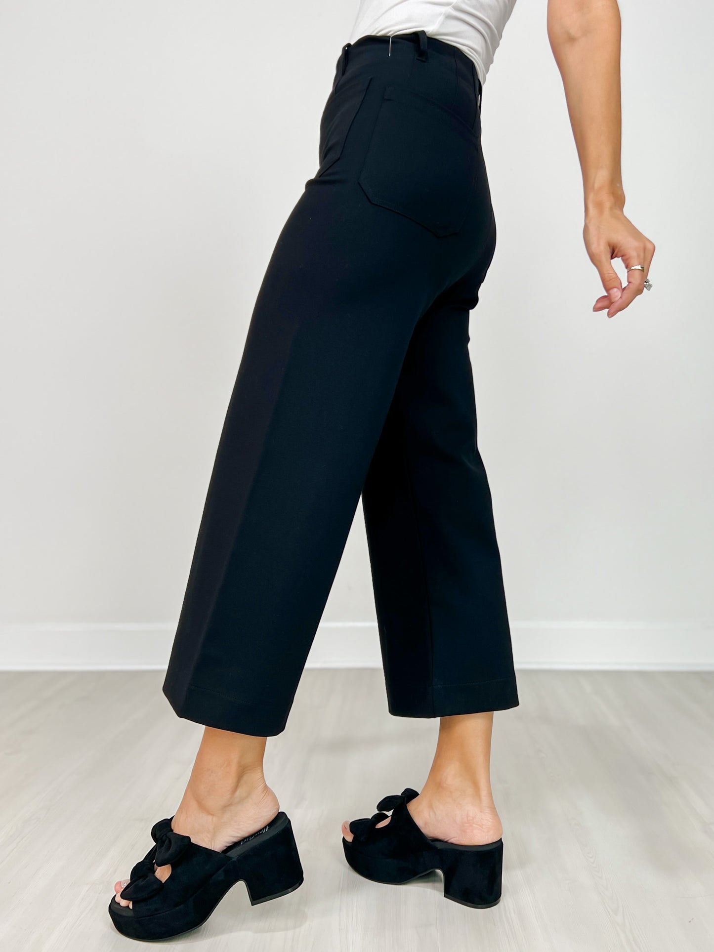 High Waisted Pants with Belt Loops and Side Pockets