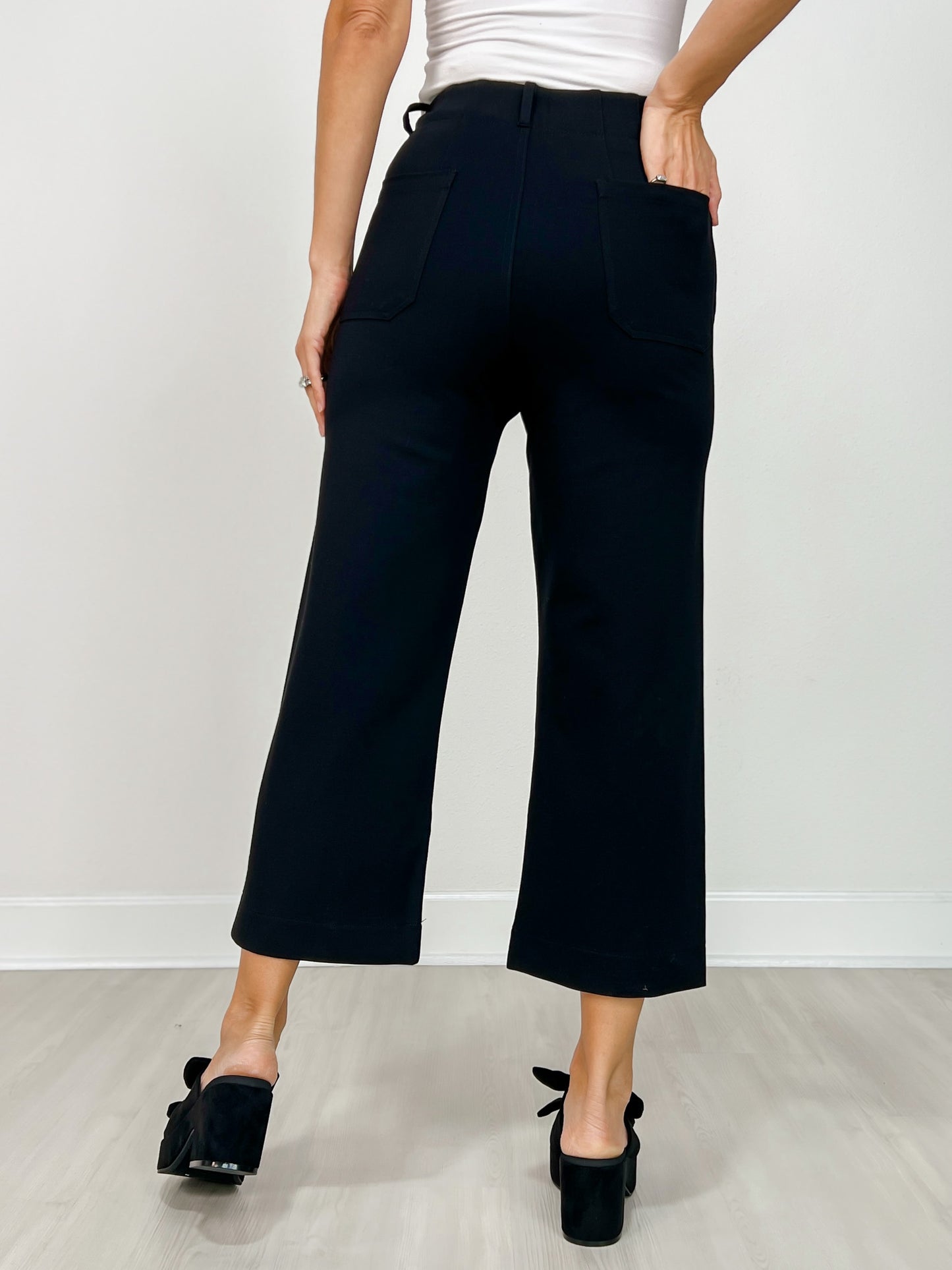 High Waisted Pants with Belt Loops and Side Pockets