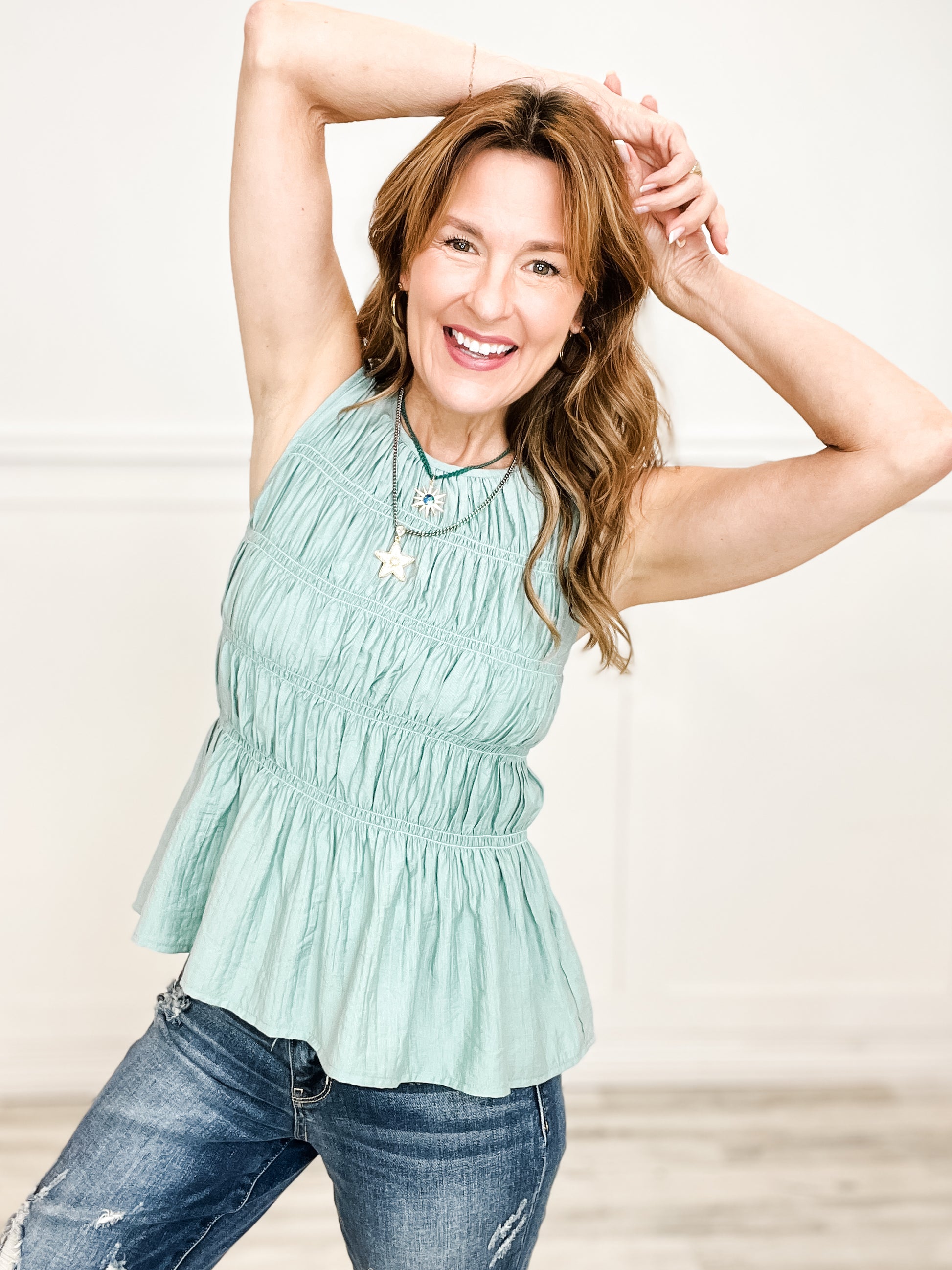 Smock Detail Sleeveless Top