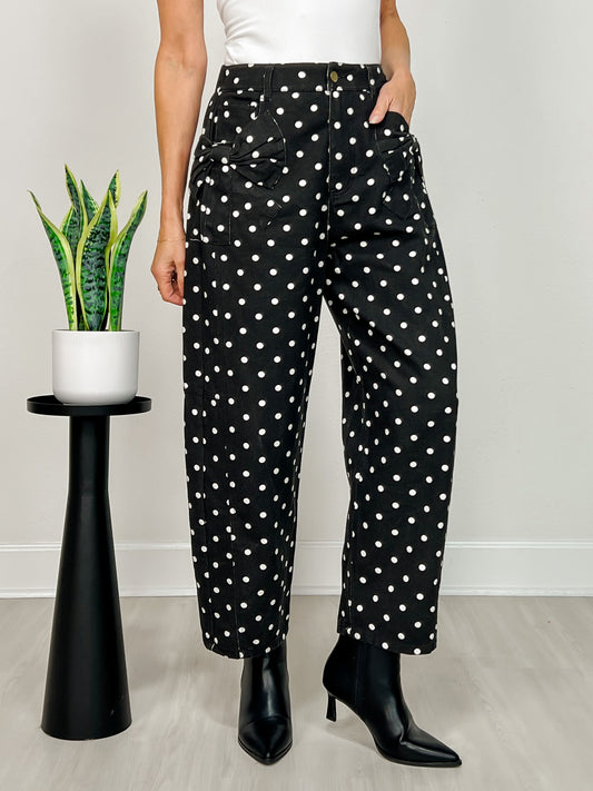 Hi-Rise Printed Denim with Polka Dot Pants