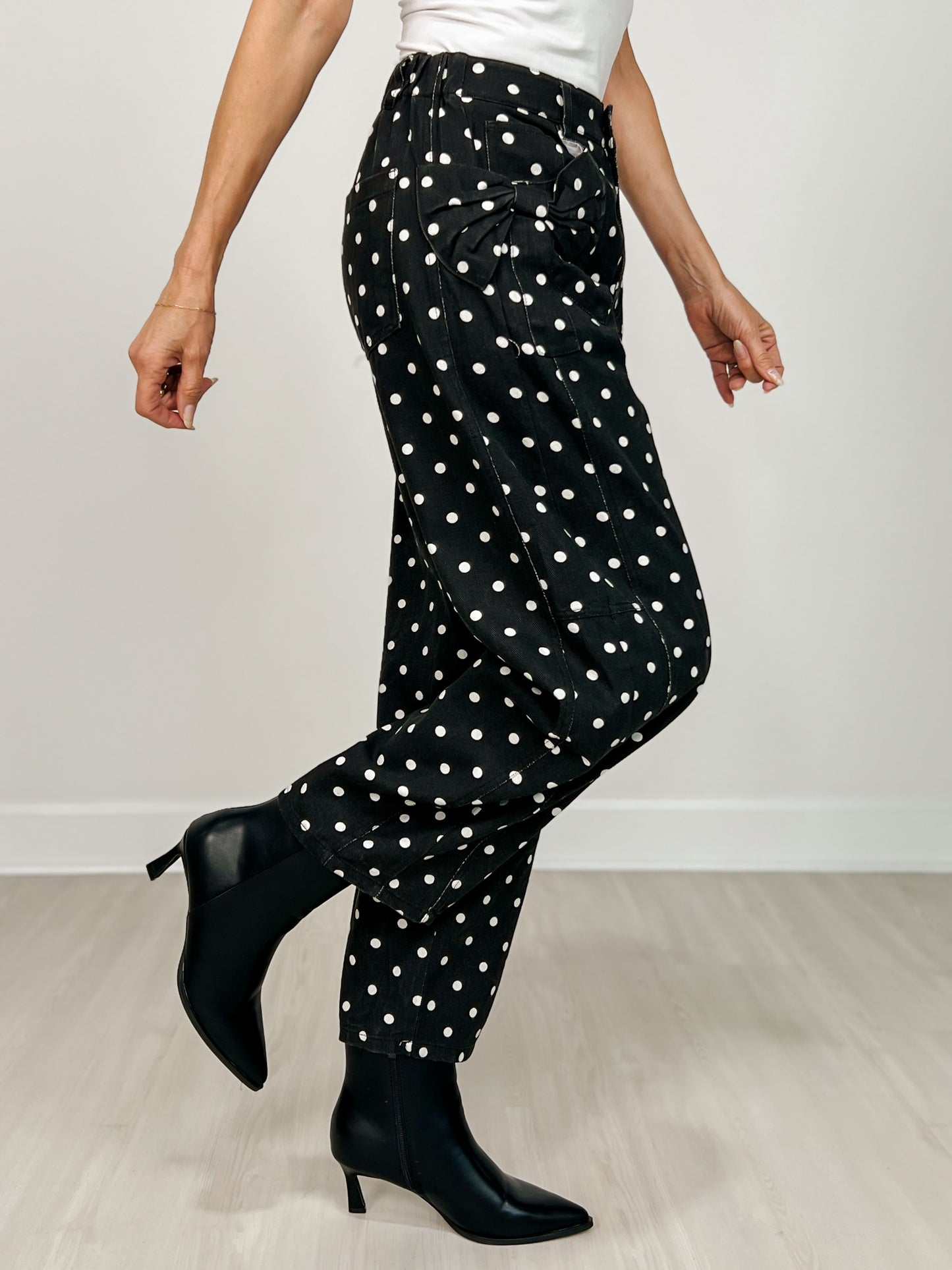 Hi-Rise Printed Denim with Polka Dot Pants