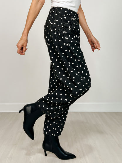 Hi-Rise Printed Denim with Polka Dot Pants