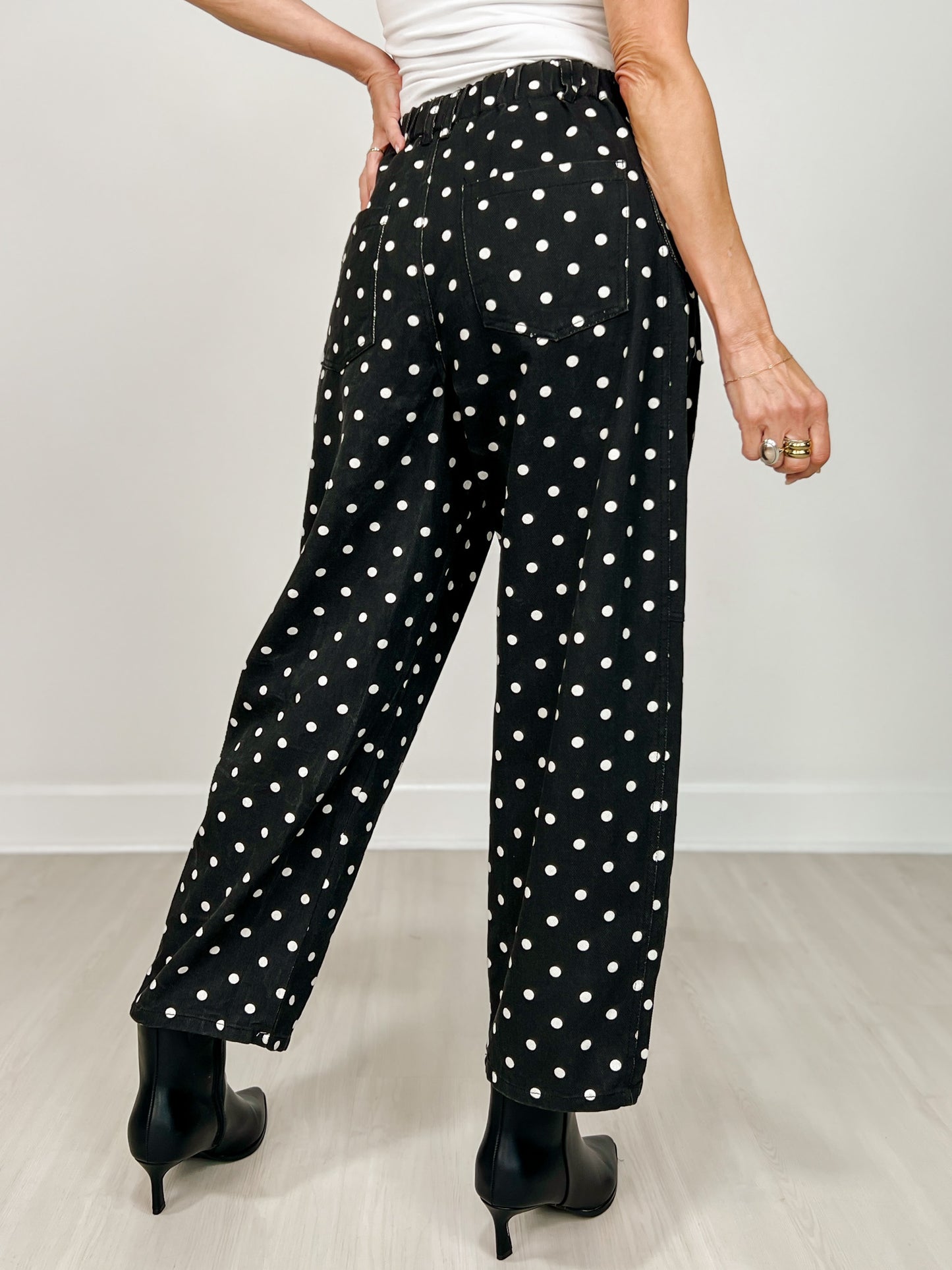 Hi-Rise Printed Denim with Polka Dot Pants