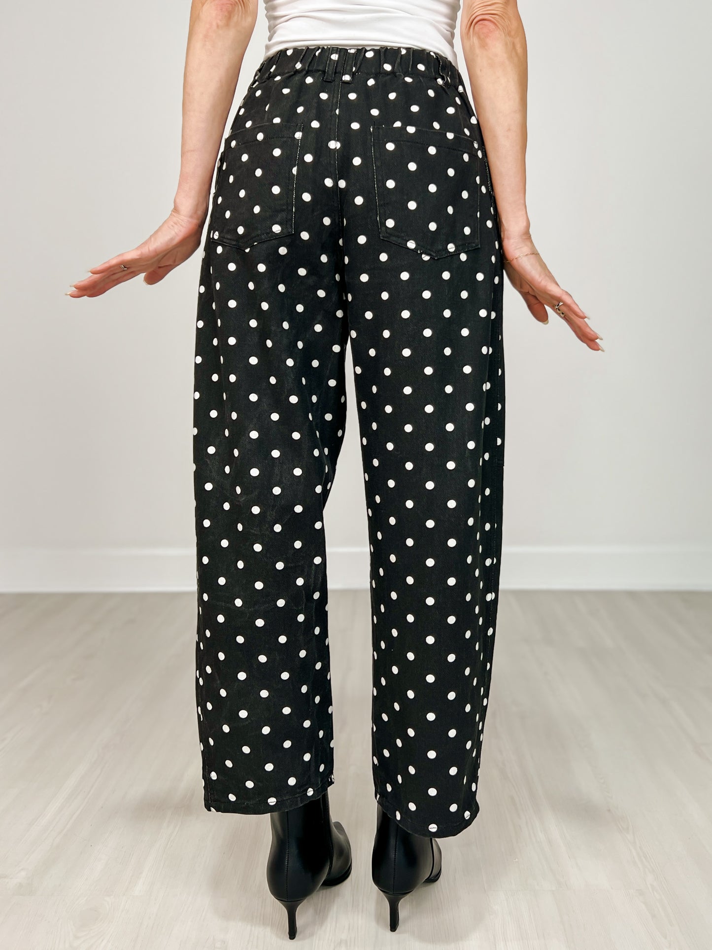 Hi-Rise Printed Denim with Polka Dot Pants