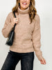 Cowl Neck Long Sleeve Solid Knit Sweater