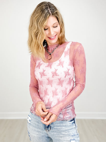 Long Sleeve Lace Layering Top