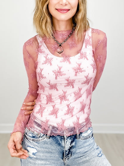 Long Sleeve Lace Layering Top