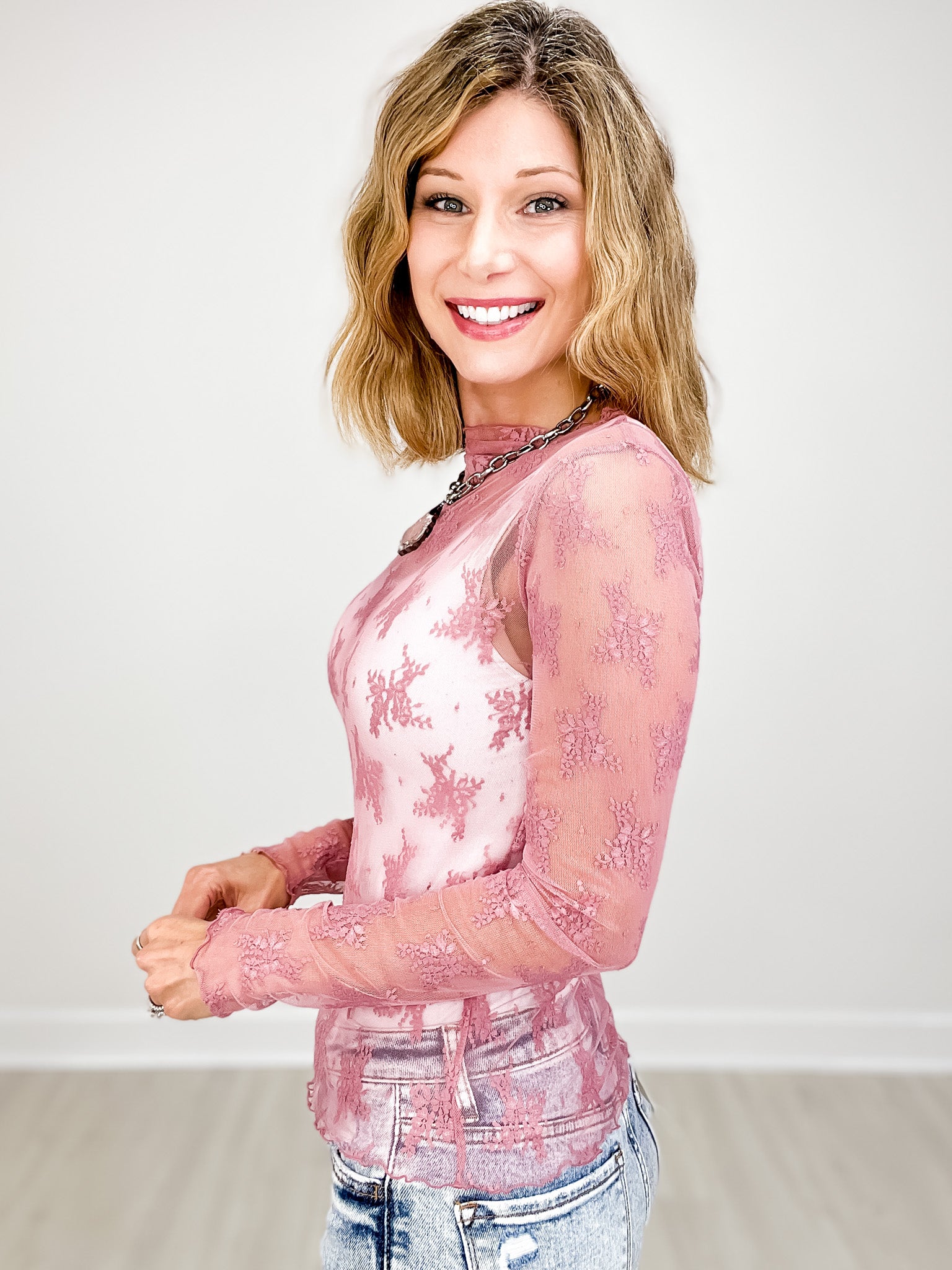Long Sleeve Lace Layering Top