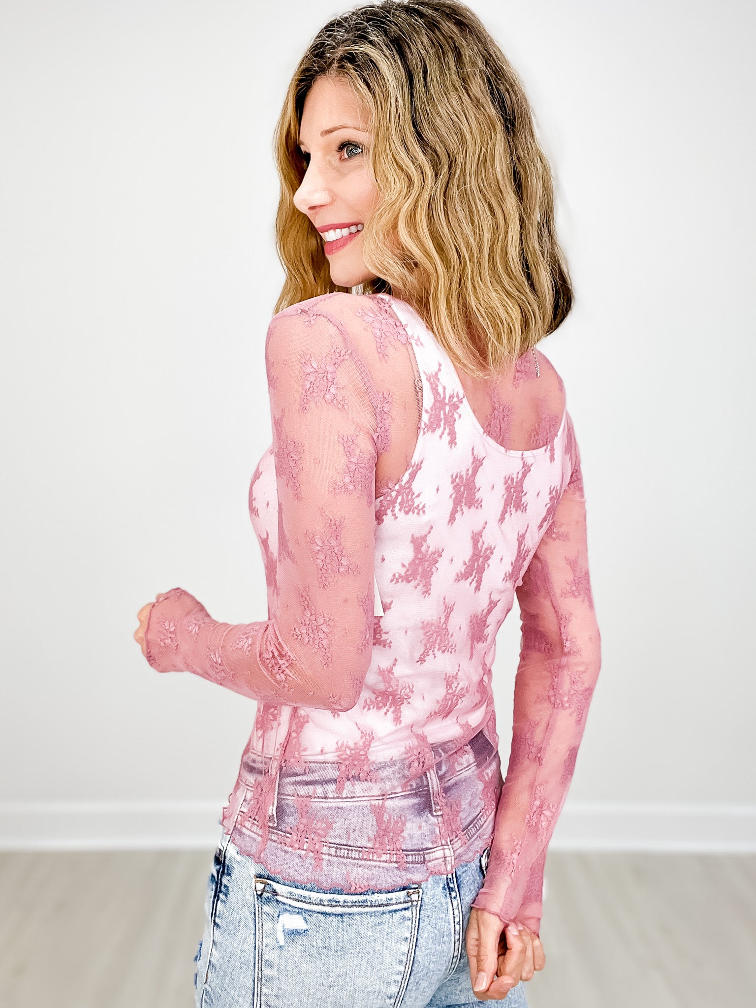 Long Sleeve Lace Layering Top