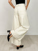 High Waist Wide Leg Pants with Roomy Front Pockets in Cream Dot