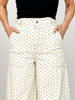 High Waist Wide Leg Pants with Roomy Front Pockets in Cream Dot