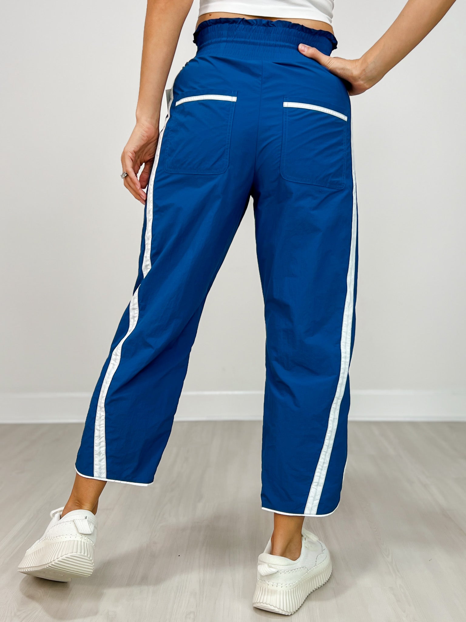 High Waisted Solid Knit Racer Stripe Pants