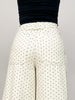High Waist Wide Leg Pants with Roomy Front Pockets in Cream Dot