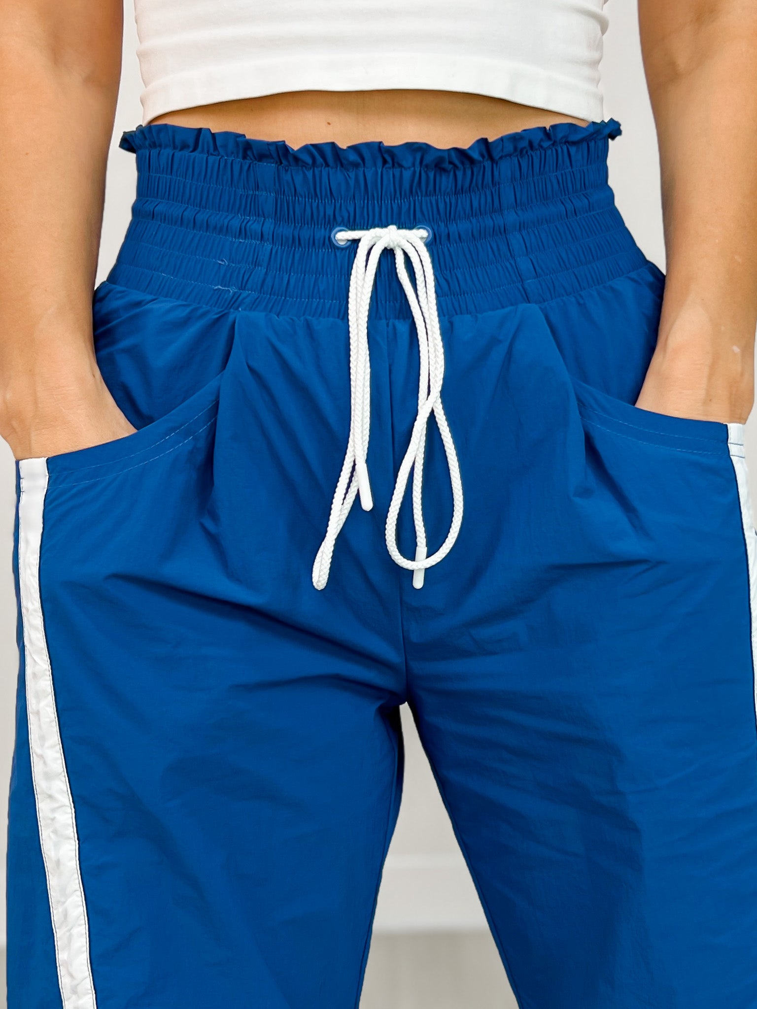 High Waisted Solid Knit Racer Stripe Pants
