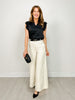 High Waist Wide Leg Pants with Roomy Front Pockets in Cream Dot