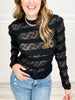 Long Sleeve Solid Knit Top with Lace Detail
