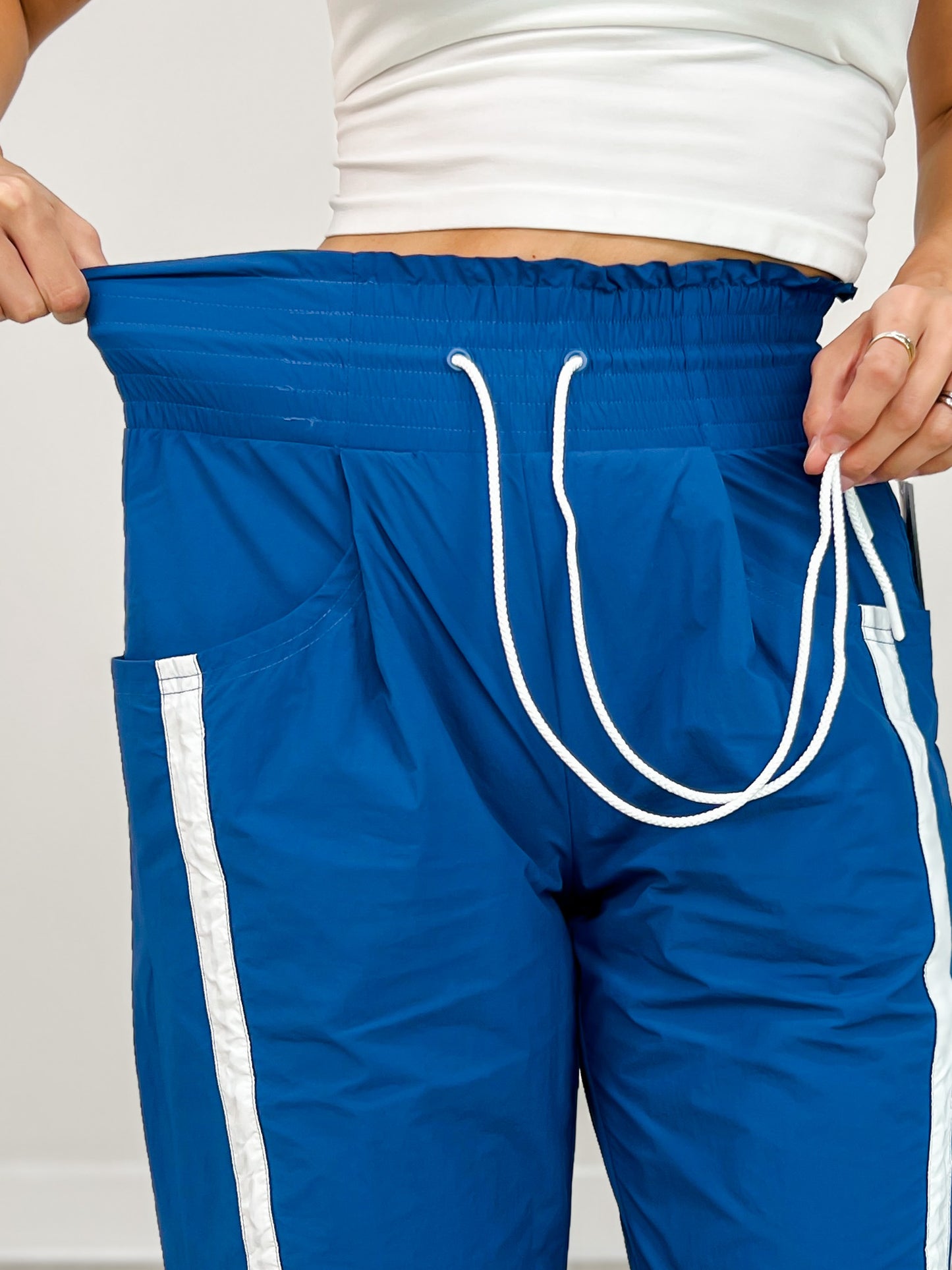 High Waisted Solid Knit Racer Stripe Pants