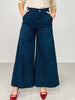 High Waist Wide Leg Pants with Roomy Front Pockets in Navy Dot