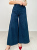 High Waist Wide Leg Pants with Roomy Front Pockets in Navy Dot