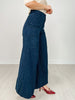High Waist Wide Leg Pants with Roomy Front Pockets in Navy Dot