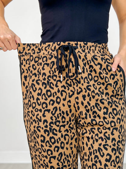 High Waisted Leopard Print Knit Joggers