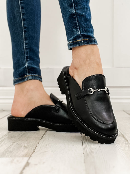 Corkys Wingin It Loafer Slides in Black Smooth