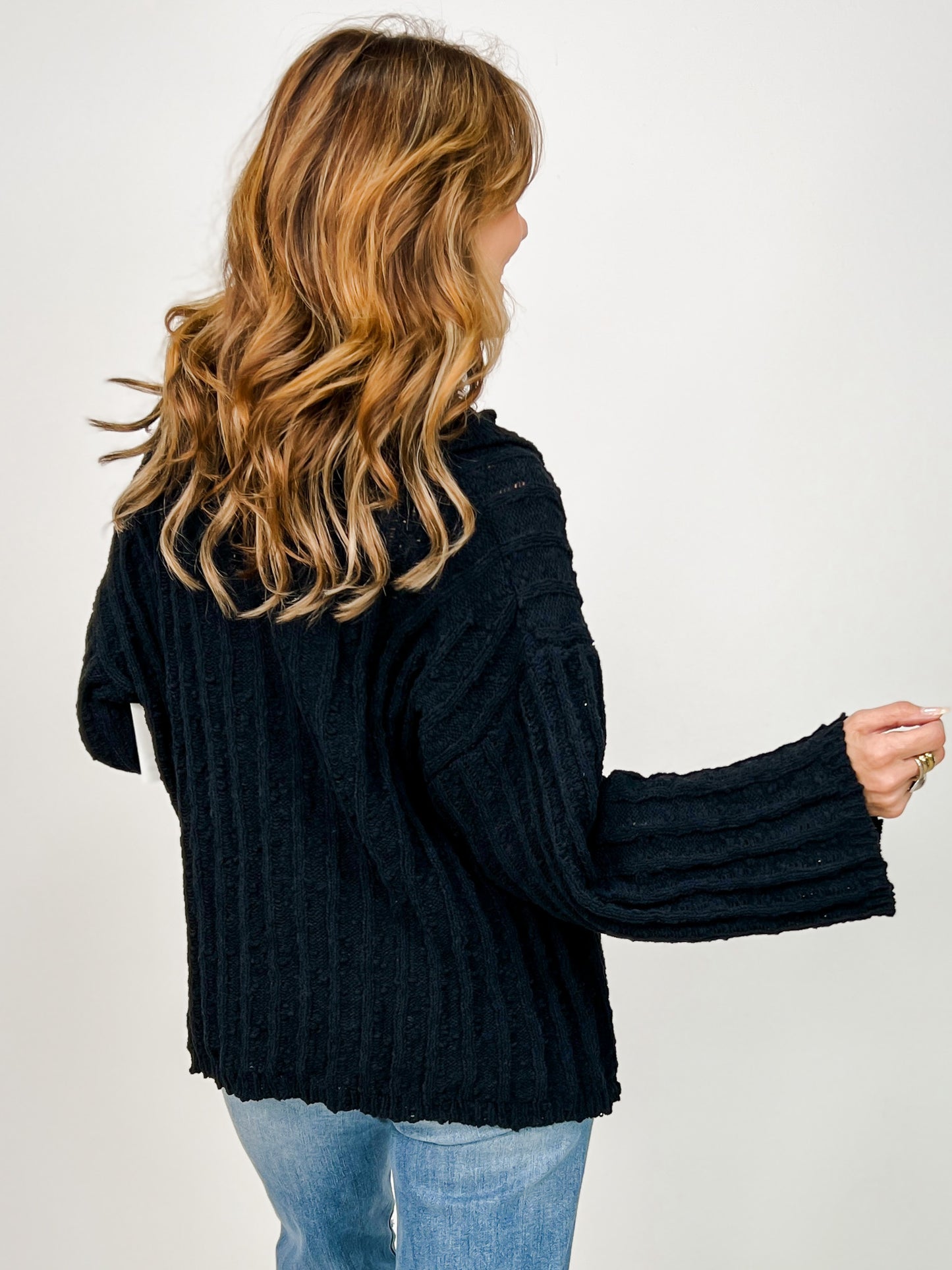 Hi-Lo Hem Collared Knit Sweater