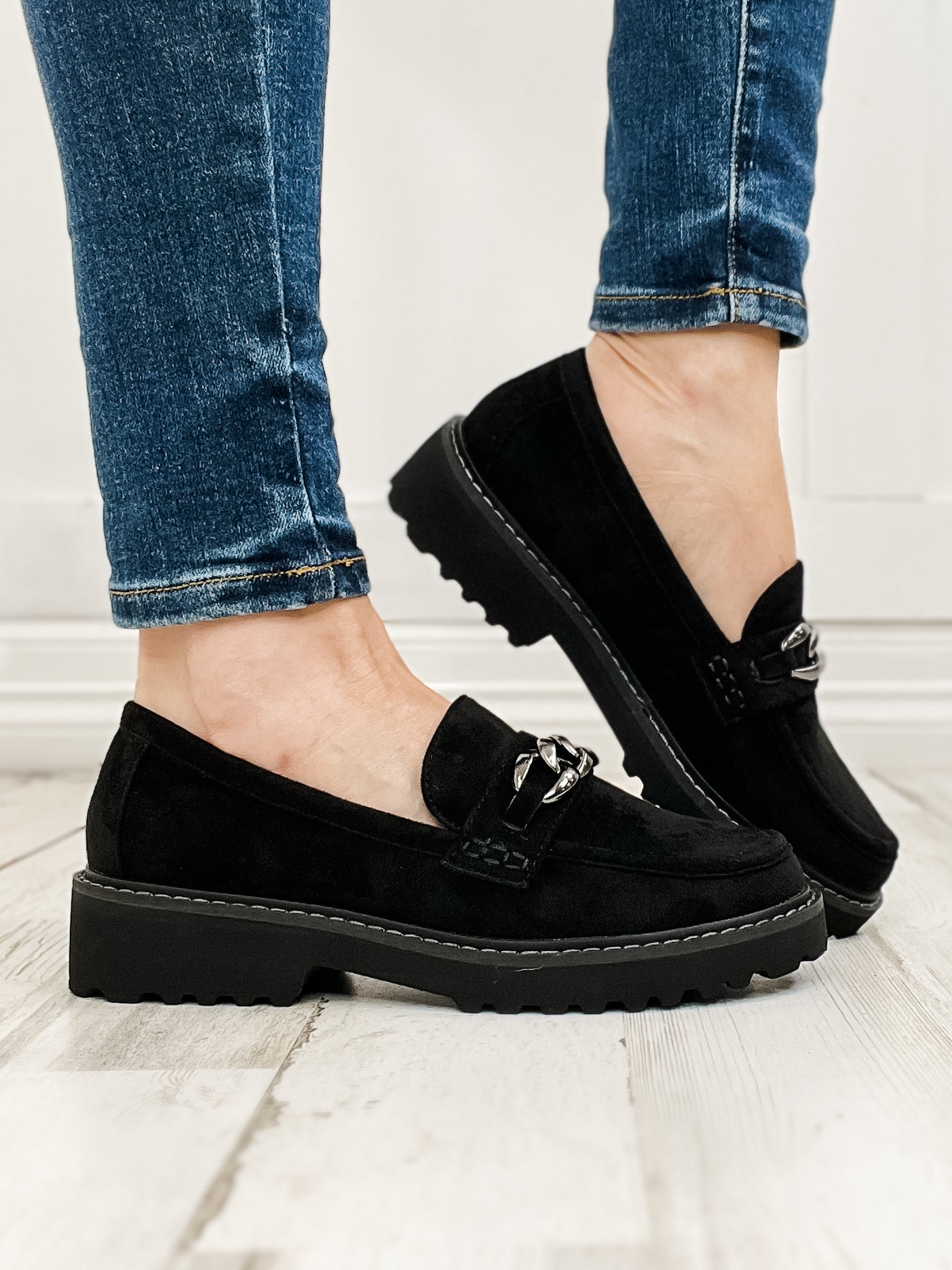 Corkys Literally Loafers in Black Faux Suede