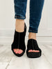 Corkys Volta II Wedge Sandals in Black Suede Croco