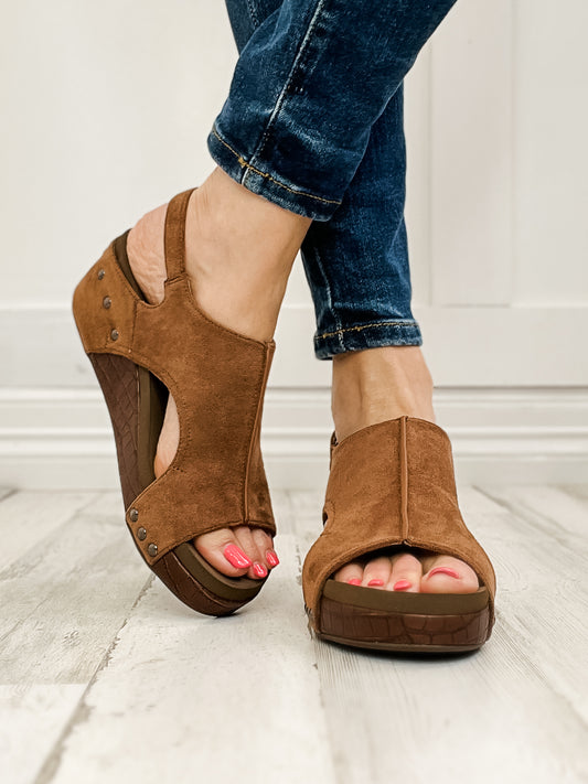 Corkys Volta II Wedge Sandals in BROWN SUEDE CROCO