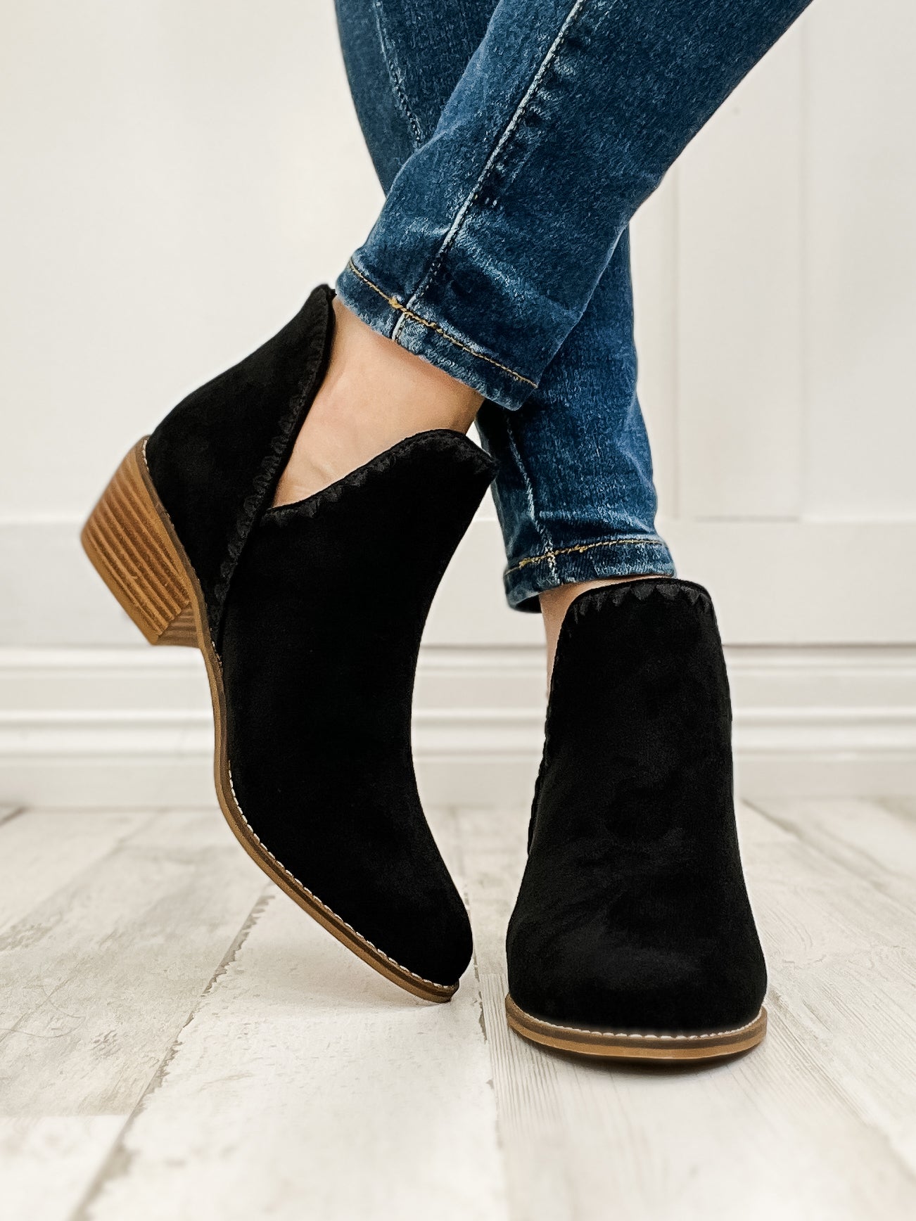 Corkys Spice it Up Bootie in Black Faux Suede