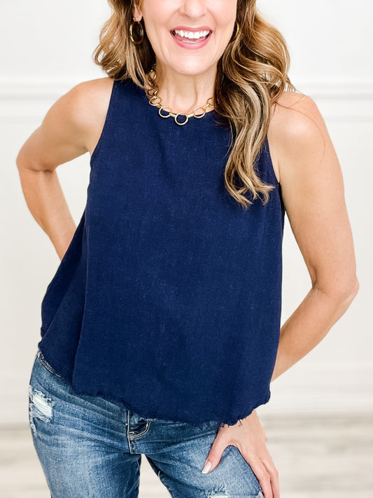 Frayed Edge Sleeveless Dressy Tank Top