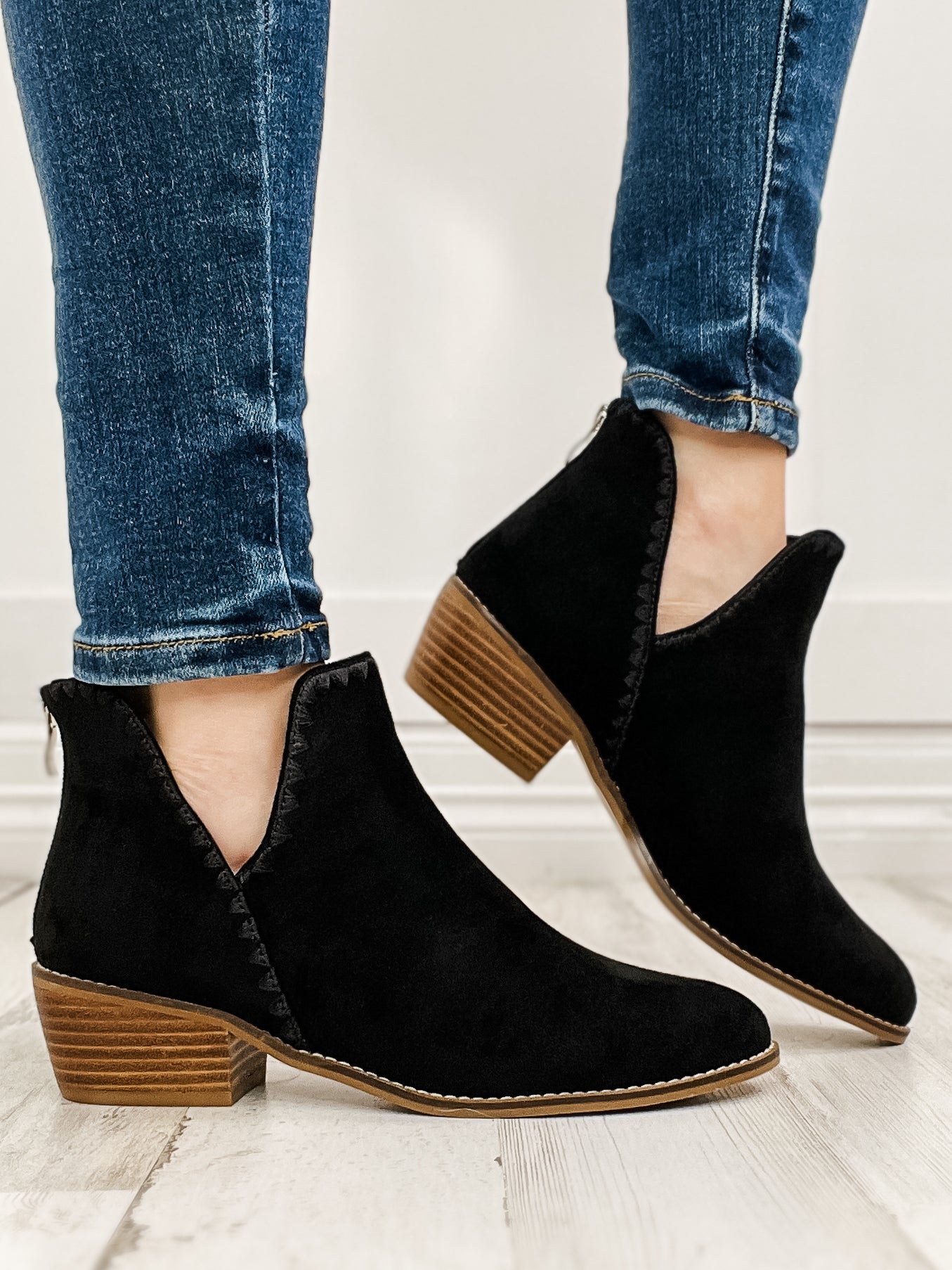 Corkys Spice it Up Bootie in Black Faux Suede