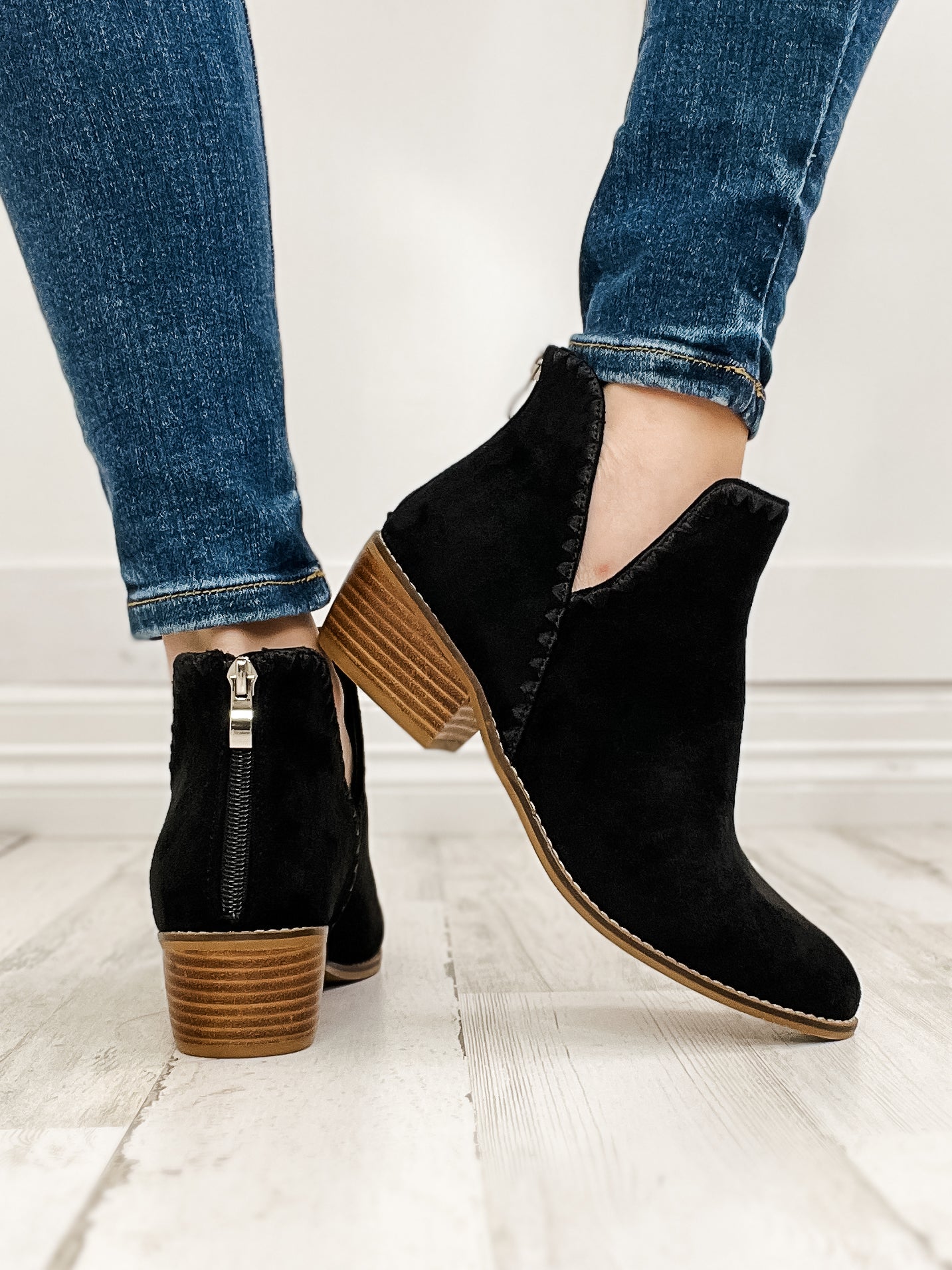 Corkys Spice it Up Bootie in Black Faux Suede