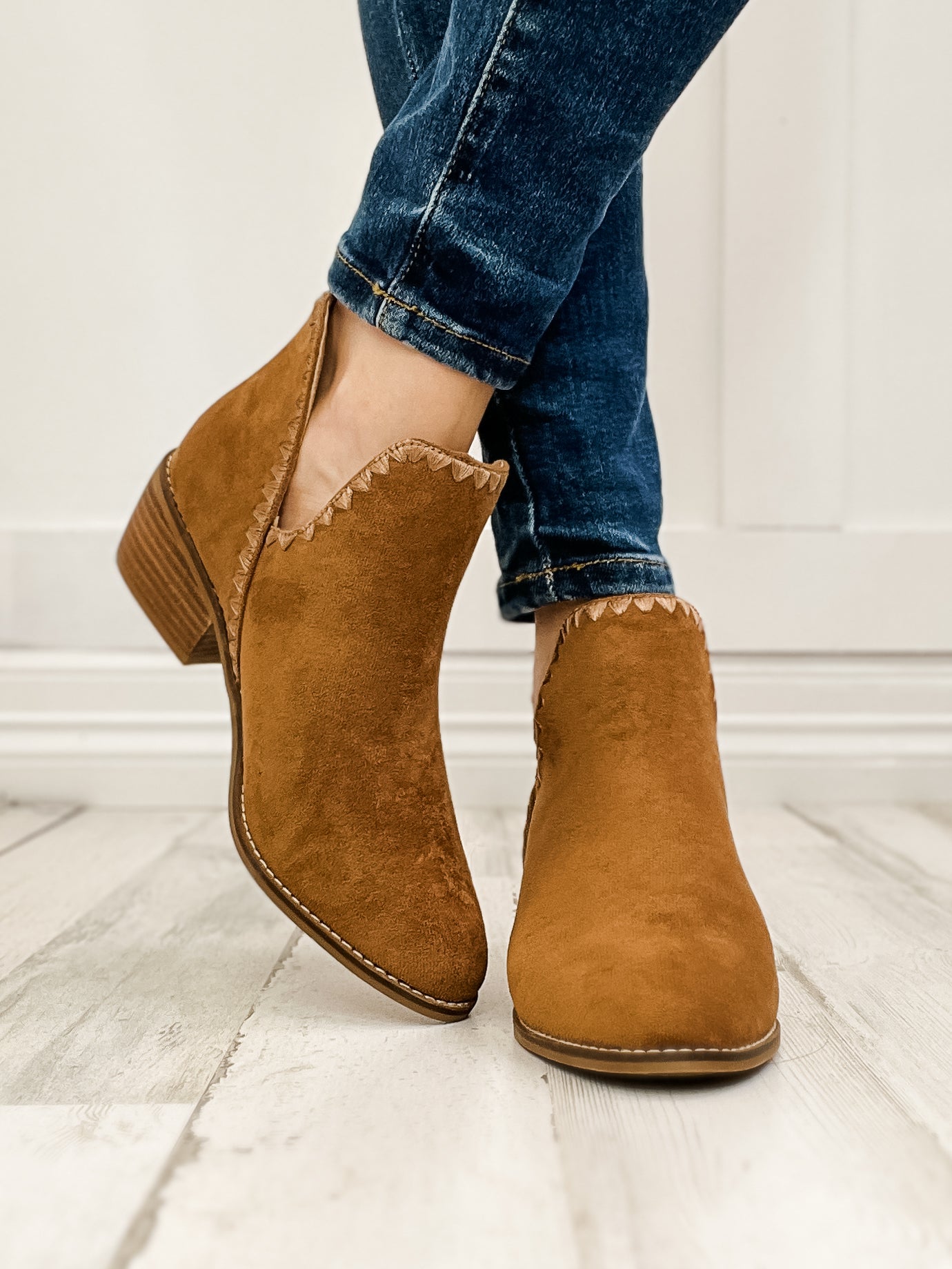 Corkys Spice it Up Bootie in Tobacco Faux Suede